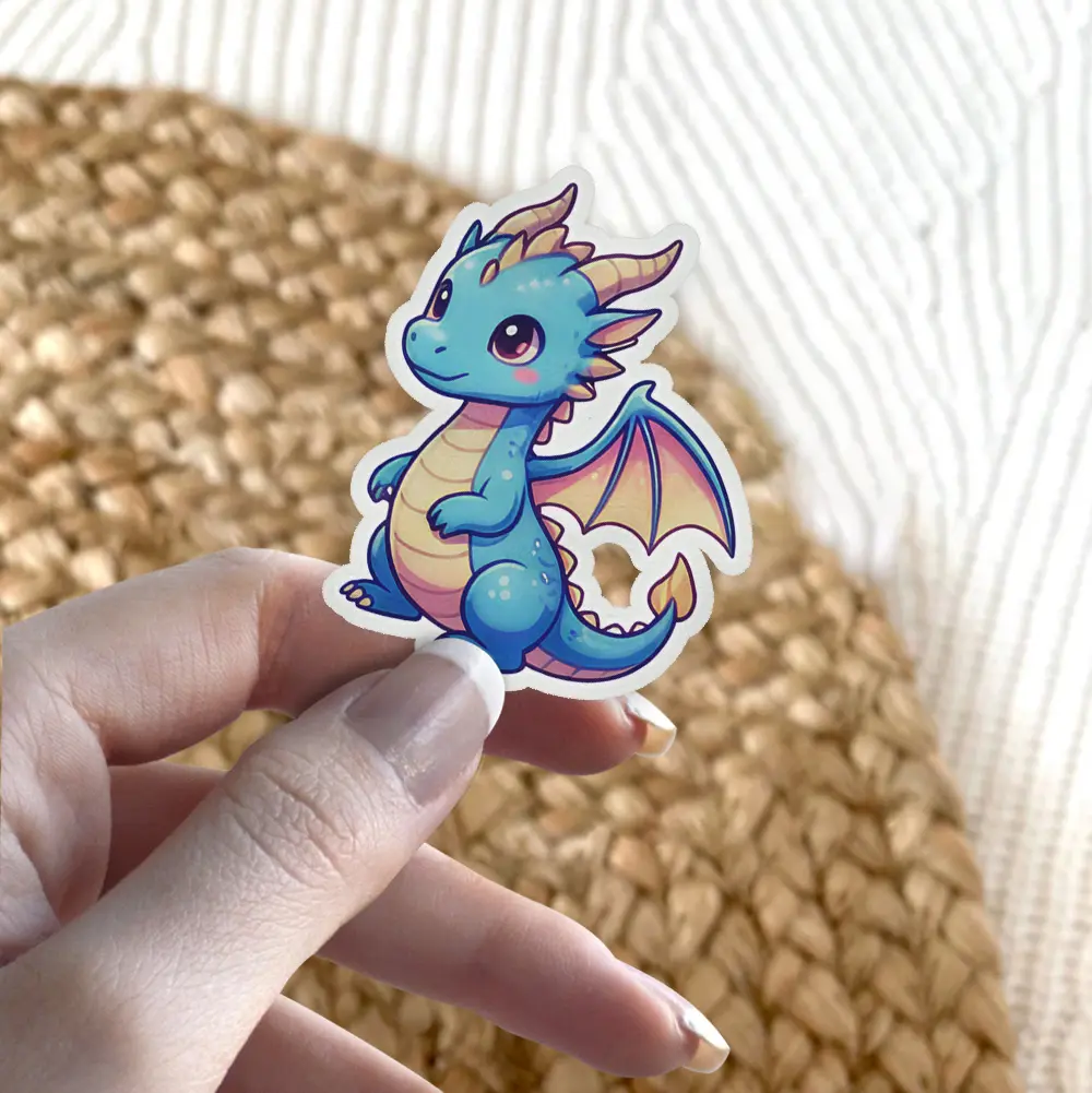 Blue Kawaii Dragon Vinyl Sticker #5