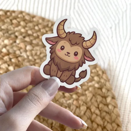 Detailed Brown Horned Monster Vinyl Sticker #1 – long-lasting scratch resistant and UV resistant vinyl sticker