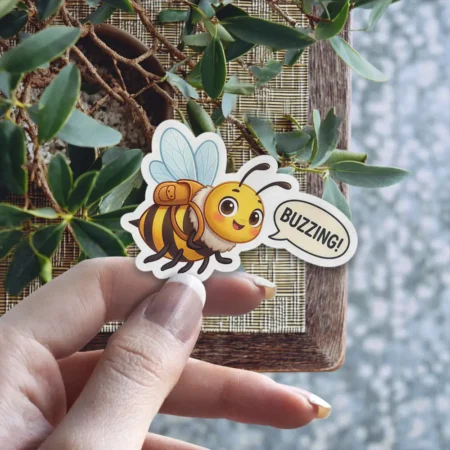 Durable Buzzing Bee Vinyl Sticker – scratch resistant, UV resistant vinyl decal sticker perfect for laptops and cars