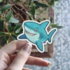Cute cartoon shark waterproof vinyl sticker, UV resistant decal.