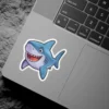 Cartoon shark sticker: a happy, blue shark. Waterproof vinyl sticker, UV resistant decal.
