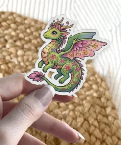 Floral Dragon Vinyl Sticker