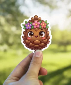 Floral Pinecone Vinyl Sticker