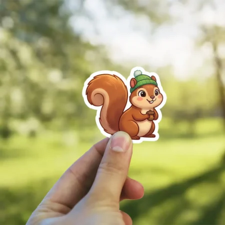 Detailed Friendly Squirrel Vinyl Sticker – long-lasting scratch resistant and UV resistant vinyl sticker