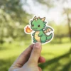 Green Kawaii Dragon Vinyl Sticker #10