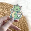 Green Kawaii Dragon Vinyl Sticker #4