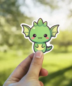 Green Kawaii Dragon Vinyl Sticker #6