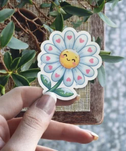 Heart Winter Flower Vinyl Sticker