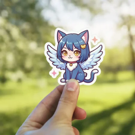 Vibrant Kawaii Cat Vinyl Sticker #2#5 – scratch and UV resistant waterproof decal for water bottle, journal & more