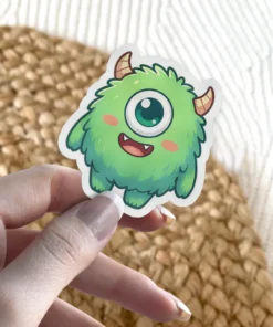 Kawaii Chibi Cute Green Horned Monster Vinyl Sticker #6
