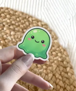Kawaii Green Blob Vinyl Sticker