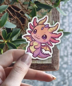 Pink Kawaii Dragon Vinyl Sticker #2