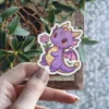 Purple Kawaii Dragon Vinyl Sticker #1