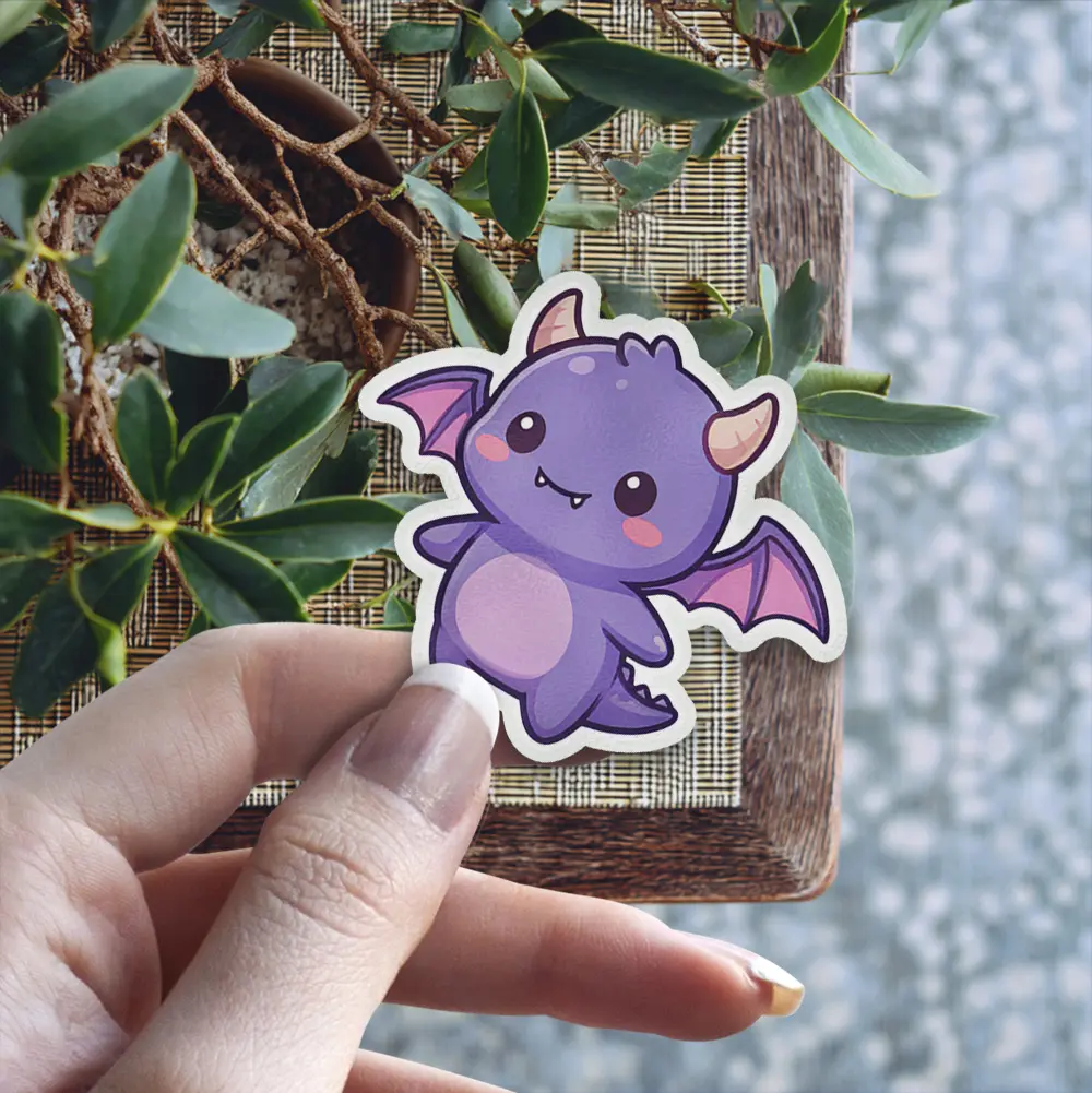 Purple Kawaii Dragon Vinyl Sticker #3