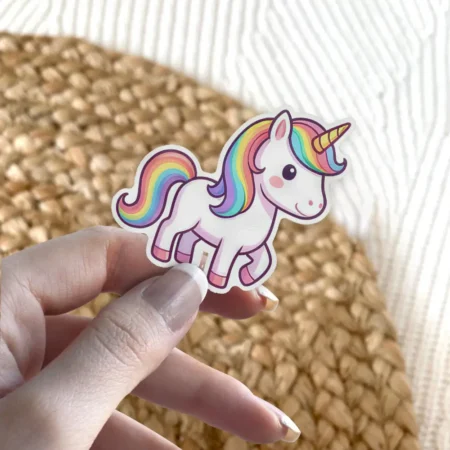 Durable Rainbow Unicorn Vinyl Sticker #5 – scratch resistant, UV resistant vinyl decal sticker perfect for laptops and cars