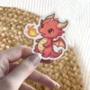 Red Orange Kawaii Dragon Vinyl Sticker #3