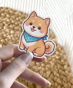 Shiba Inu Dog With Blue Bandana Vinyl Sticker #1