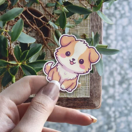 Vibrant Shiba Inu Dog Vinyl Sticker #6 – scratch and UV resistant waterproof decal for water bottle, journal & more