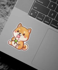 Shiba Inu Dog With Ice Cream Vinyl Sticker