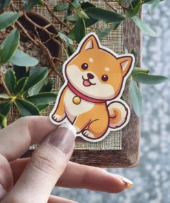 Shiba Inu Dog With Color Vinyl Sticker