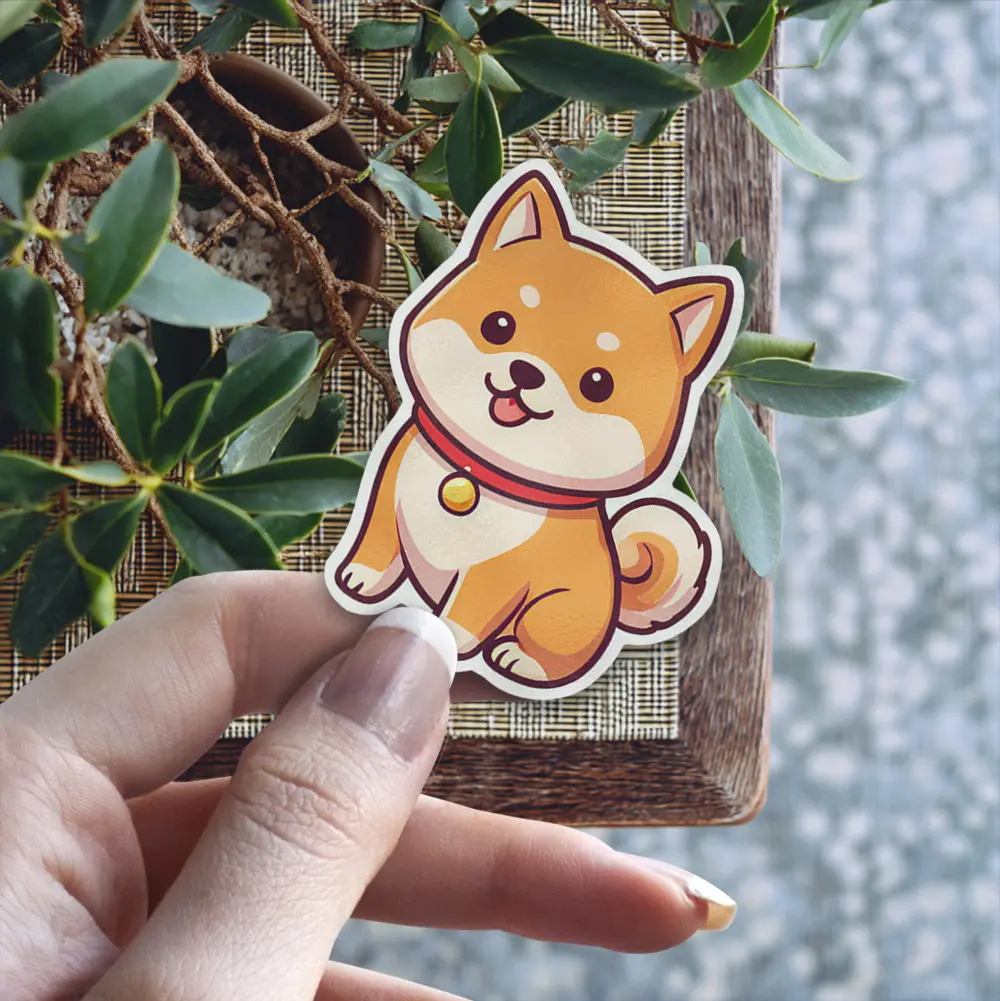 Shiba Inu Dog With Color Vinyl Sticker