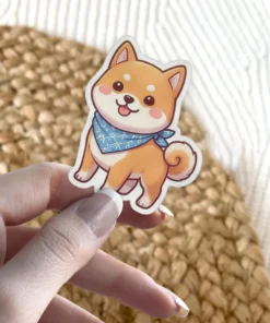 Shiba Inu Dog With Blue Bandana Vinyl Sticker #2