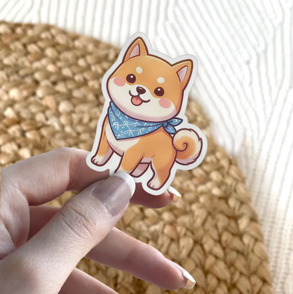 Shiba Inu Dog With Blue Bandana Vinyl Sticker #2