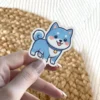 Shiba Inu Dog Blue With Color Vinyl Sticker