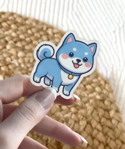Shiba Inu Dog Blue With Color Vinyl Sticker