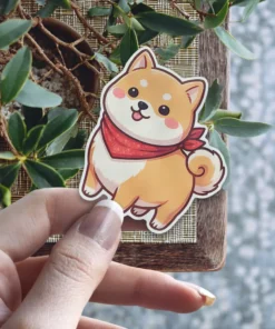 Shiba Inu Dog With Red Bandana Vinyl Sticker #2