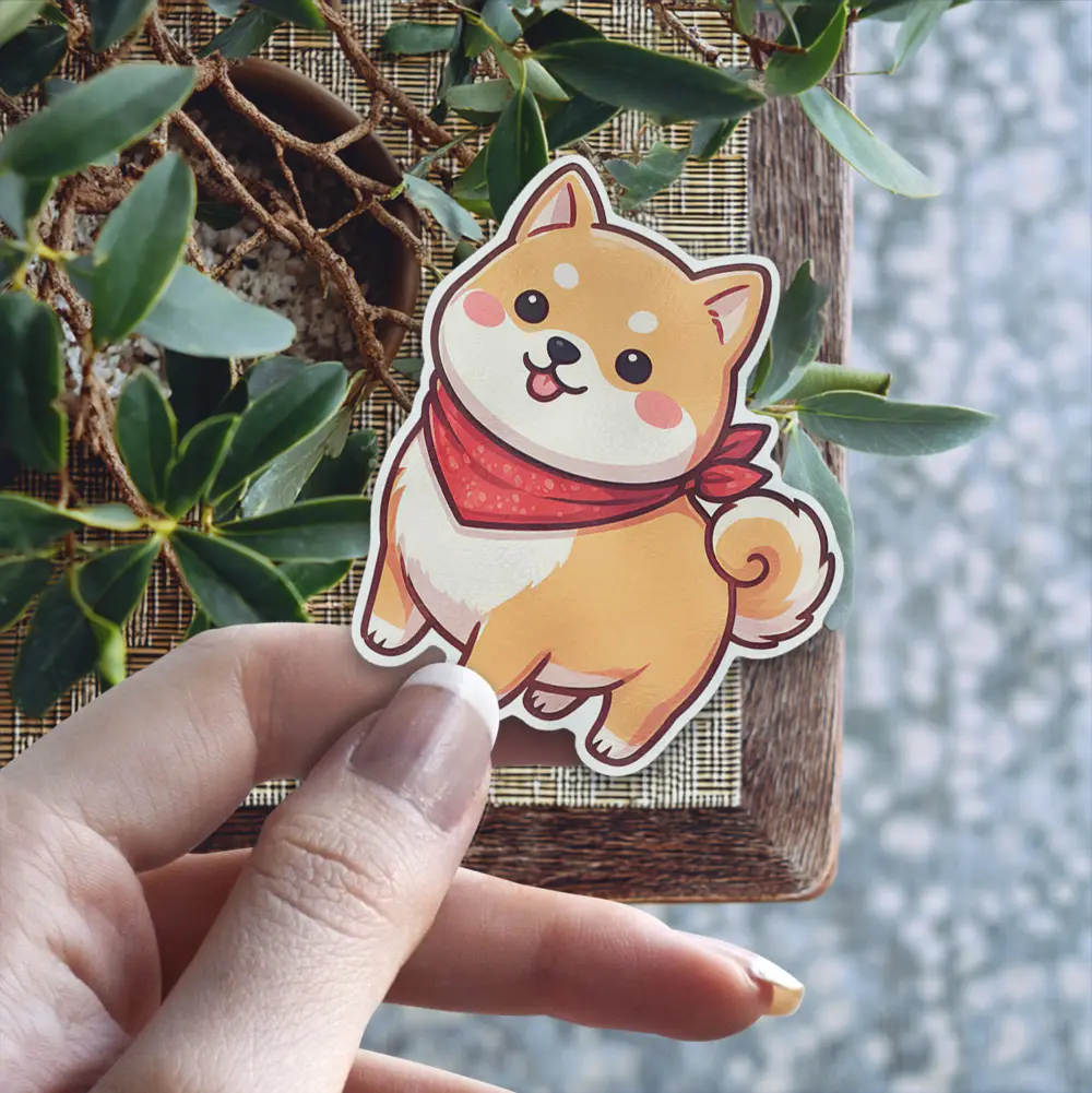 Shiba Inu Dog With Red Bandana Vinyl Sticker #2