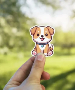 Shiba Inu Dog With Blue Colar Vinyl Sticker
