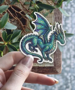 Stained Glass Dragon Vinyl Sticker