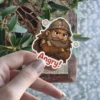 An angry Viking warrior with crossed arms and a stern expression, depicted as a cartoon character. This sticker says 'Angry!' and is a durable vinyl sticker.