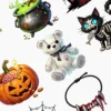 White stitched teddy bear graphic, black bow, visible seams, one paw print, subtle ghostly aura, vinyl sticker.